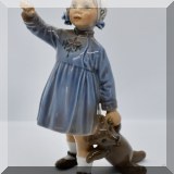 P18. Porcelain figurine of girl with bear. Royal Copenhagen Denmark #115Z. 5.75” - $75 